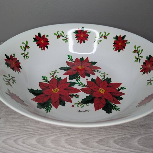 Mario Poinsettia Melamine Holiday Bowl 11.5" x 3" - Picture 3 of 8